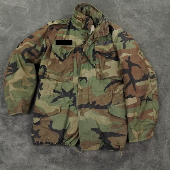 US Air Force M-65‎ Camo Jacket & Cold Weather Quilted Liner Men Small Woodland